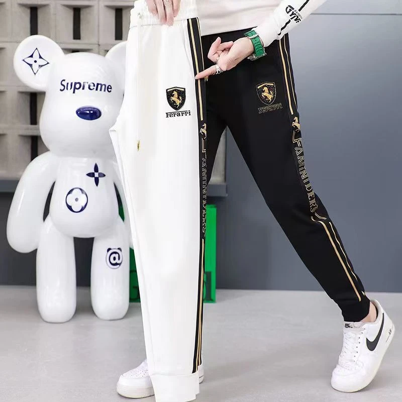 2025新款时尚百搭潮流男士休闲裤刺绣透气薄款速干轻奢男束脚卫裤