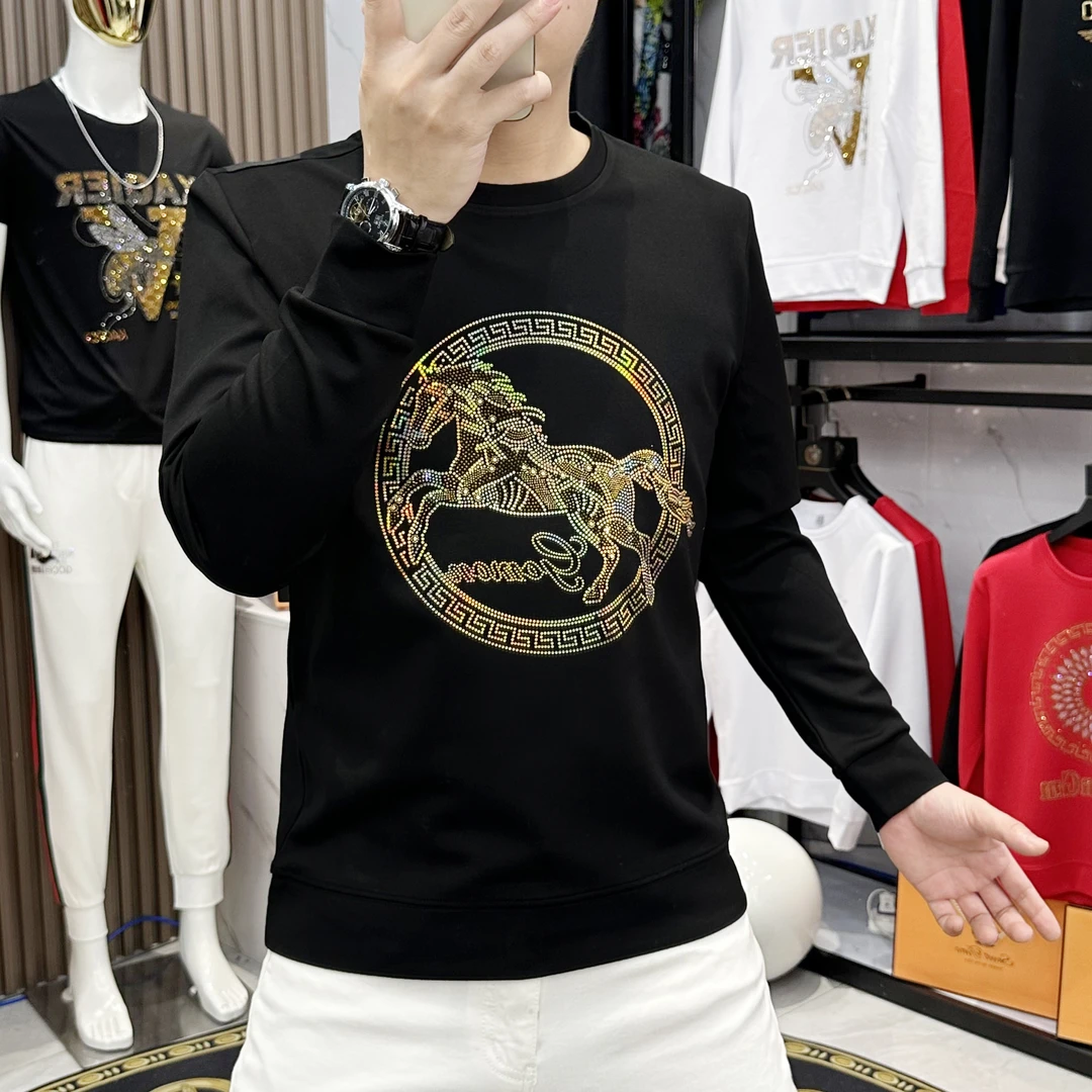 秋冬新款潮流时尚男士长袖卫衣休闲百搭高品质修身圆领上衣