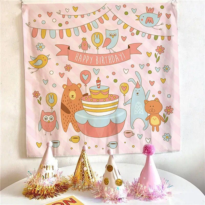 新款ins风拍照儿童生日背景布网红挂毯男女儿童派对装饰场景布置