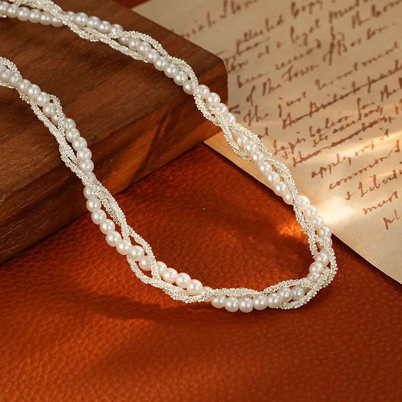 铜合金项链 05 手工编织三层叠戴优雅气质精致ins百搭项链锁骨链