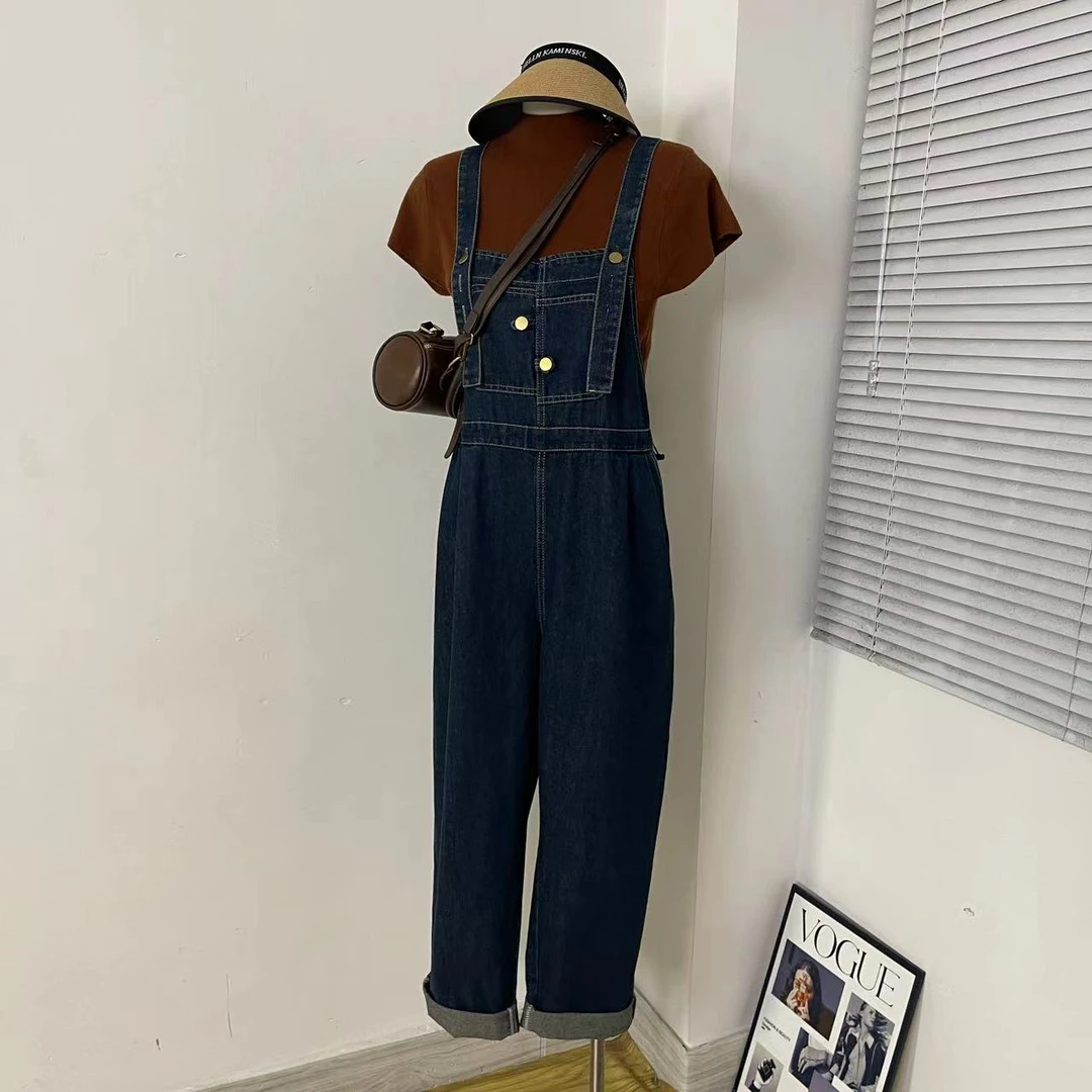 keke定制 韩国东大门新款韩版休闲宽松显瘦时尚复古收腰连体裤女