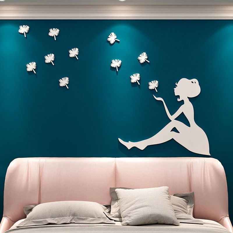 网红卧室装饰房间布置床头ins轻奢客餐厅沙发电视背景墙面贴壁画