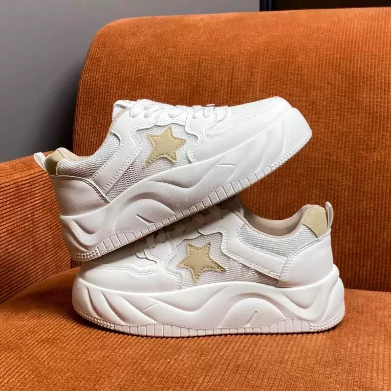 女秋冬百搭时尚舒适系带厚底小白鞋板鞋DF-16