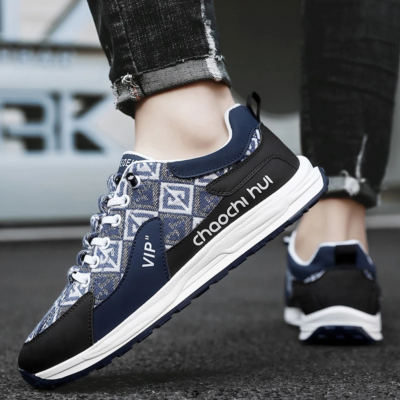 男鞋复古印花休闲鞋运动透气阿甘鞋潮鞋7706