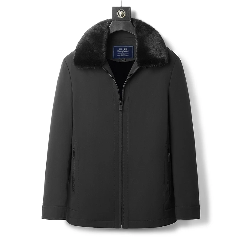 deerfulai/德尔弗莱可脱卸黑貂内胆中老年中长款冬季保暖尼克服