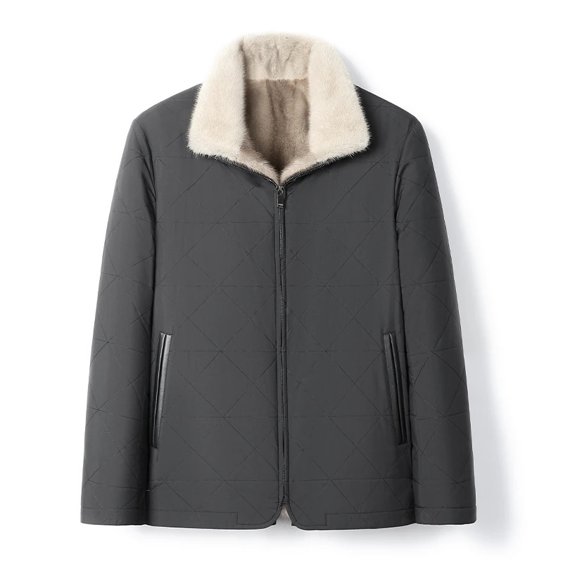 deerfulai/德尔弗莱银兰貂内胆短款加厚保暖休闲男士翻领派克服