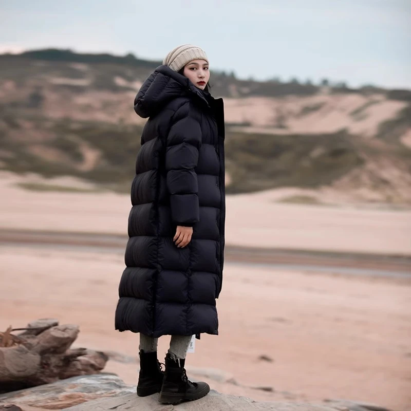 【95白鸭绒】升级可脱卸帽情侣款冒汗加长款加厚抗寒-30度羽绒服女