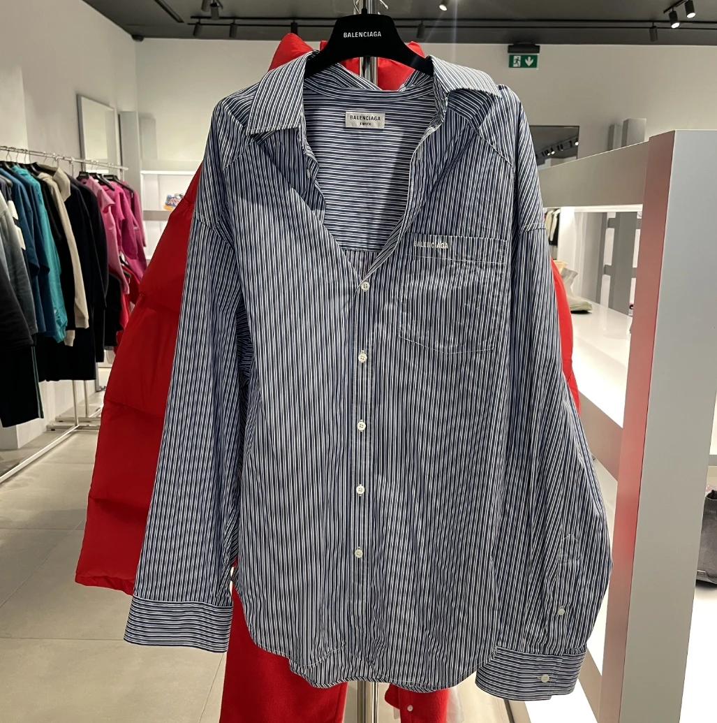全新未使用 Balenciaga/巴黎世家 奥莱 字母标条纹衬衫 3-4周到