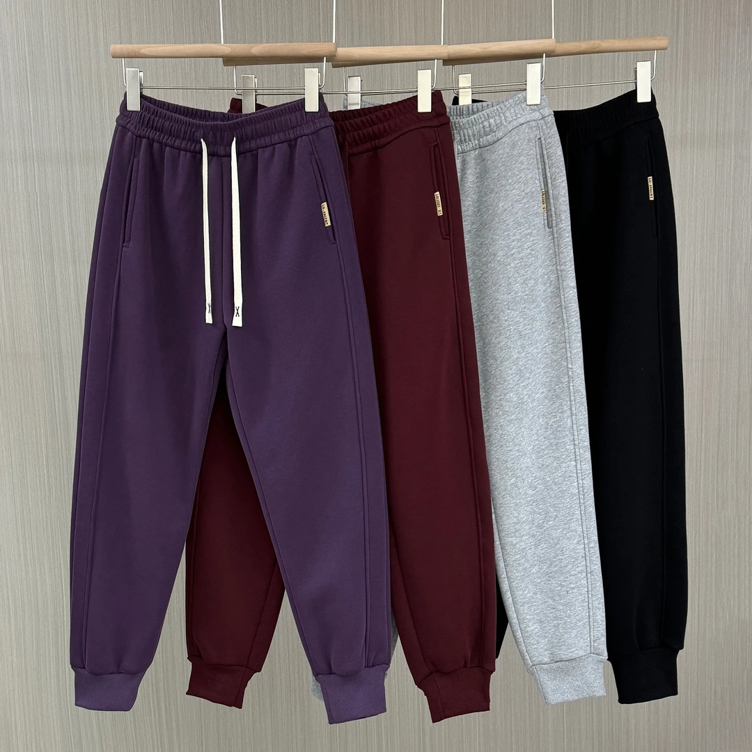 加绒加厚休闲裤女宽松大码百搭运动裤卫裤高腰显瘦哈伦裤冬季新款