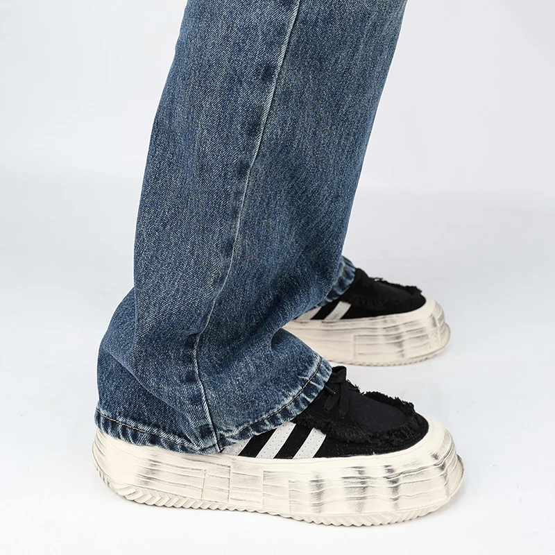 国潮黑武士板鞋男三杠复古小众溶解帆布鞋日系情侣乞丐鞋女运动鞋