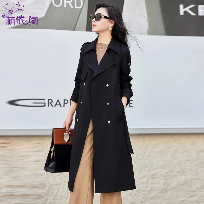 大牌正品风衣女中长款2025新款春秋气质英伦风双排扣早秋高级外套