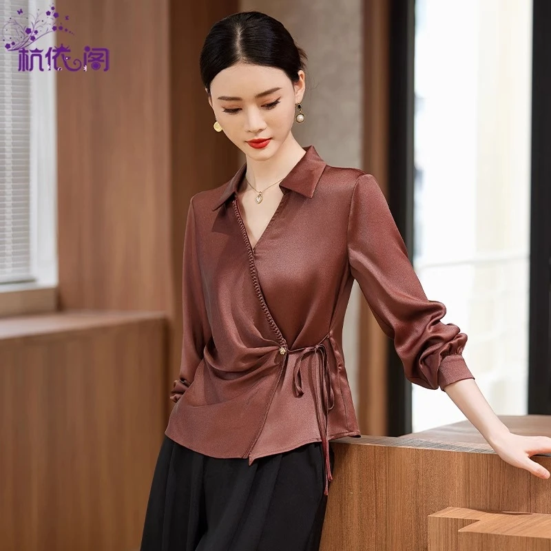 高贵上档次衬衫女长袖2025新款春秋季设计感气质收腰漂亮小衫上衣
