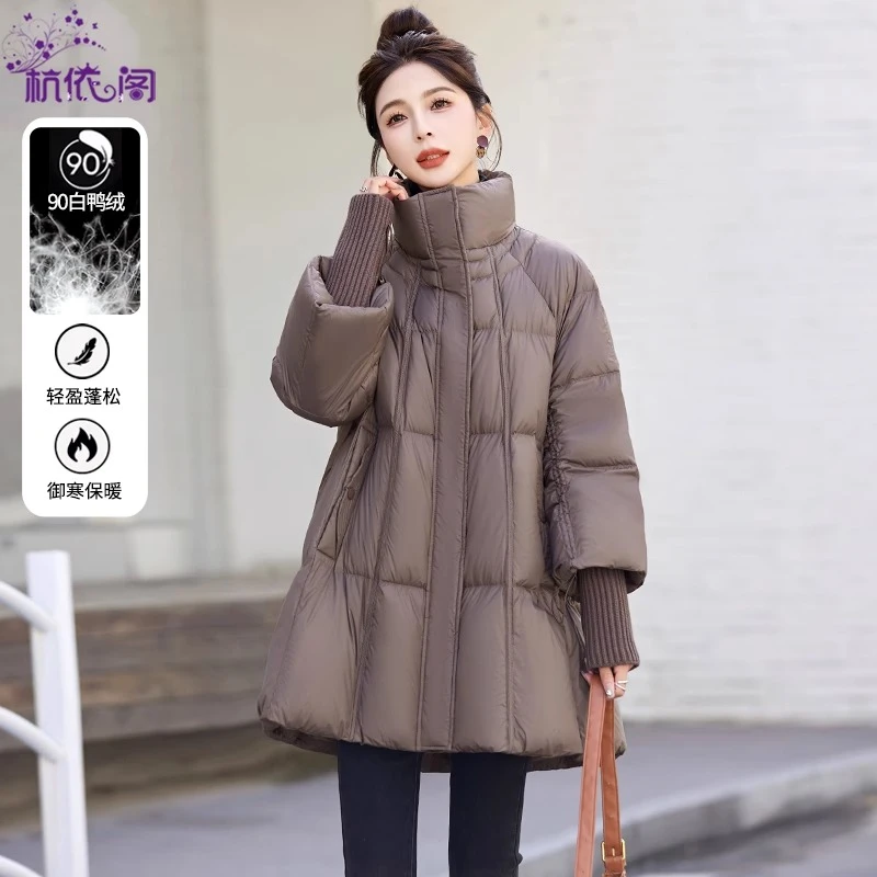 咖色羽绒服女冬中长款2025新款小个子高端时尚洋气加厚保暖白鸭绒