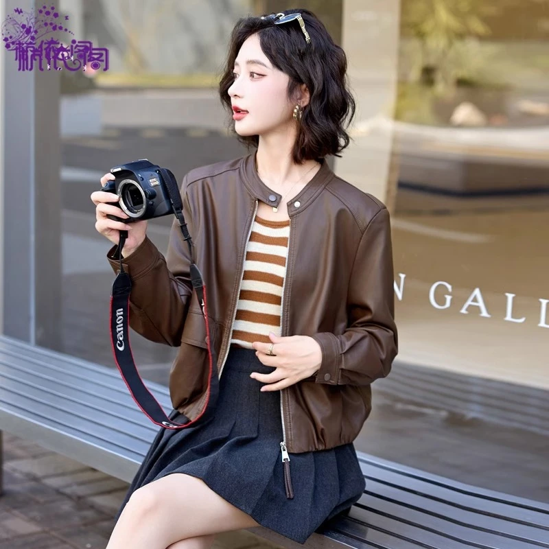 小皮衣外套女2025新款春秋小个子短款宽松早秋美拉德PU皮机车夹克