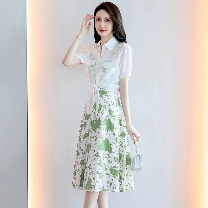 两件套连衣裙女夏2025年新款高级感气质洋气别致独特碎花裙子套装