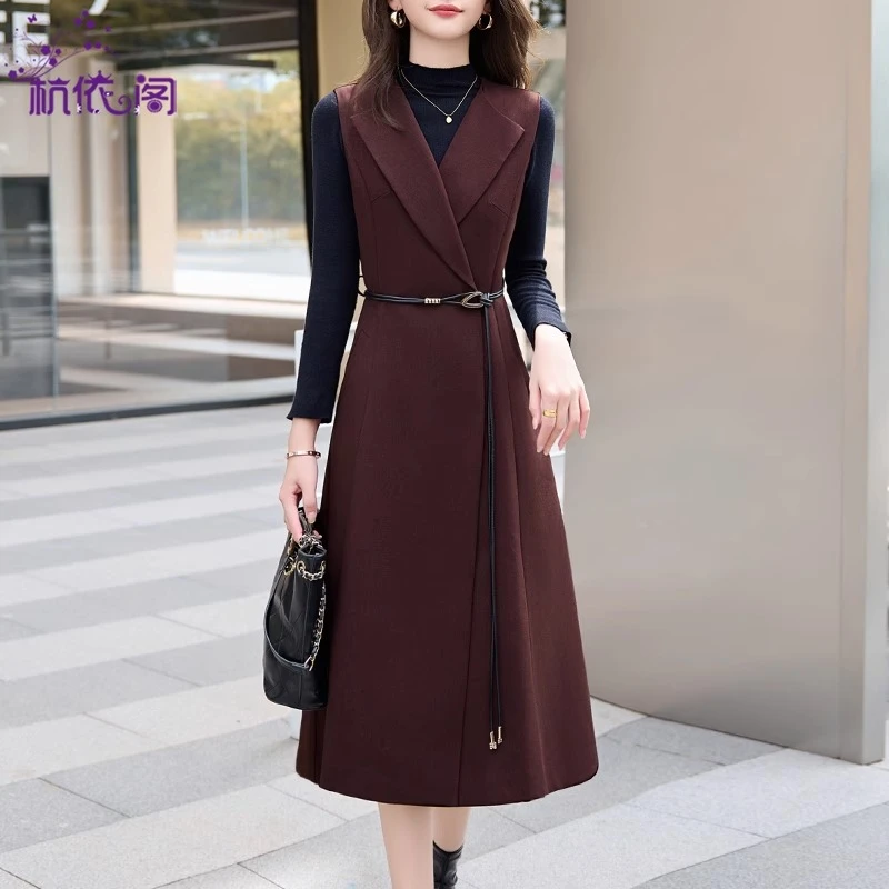 安可拉红背心连衣裙两件套女2025秋季新款高级感气质时尚套装裙子