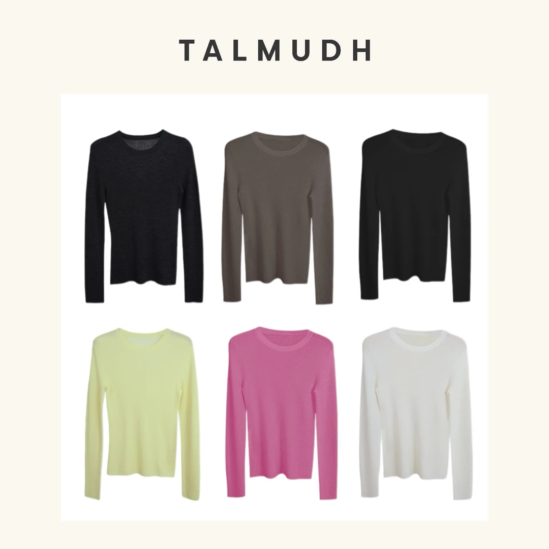 T/A 肌肤之享 可机洗全羊毛长袖圆领纯色针织衫百搭秋冬款23150