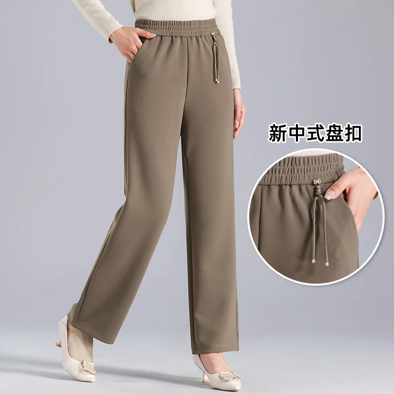 时尚妈妈裤子2025秋冬新款高腰显瘦宽松大码新中式中老年人妈妈装