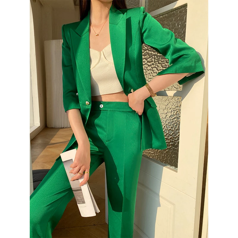 【轻奢】夏天西装套装女薄款大牌高端职业韩版休闲七分袖西服外套