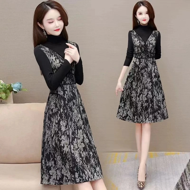 【Z206】2024新款时尚修身显瘦高端气质长袖连衣裙【直播间实物为准】