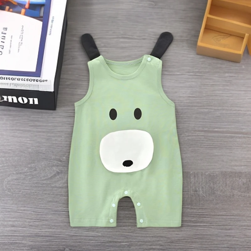 婴幼儿无袖韩版连体哈衣夏季薄款新生儿衣服宝宝纯棉可爱护肚爬服