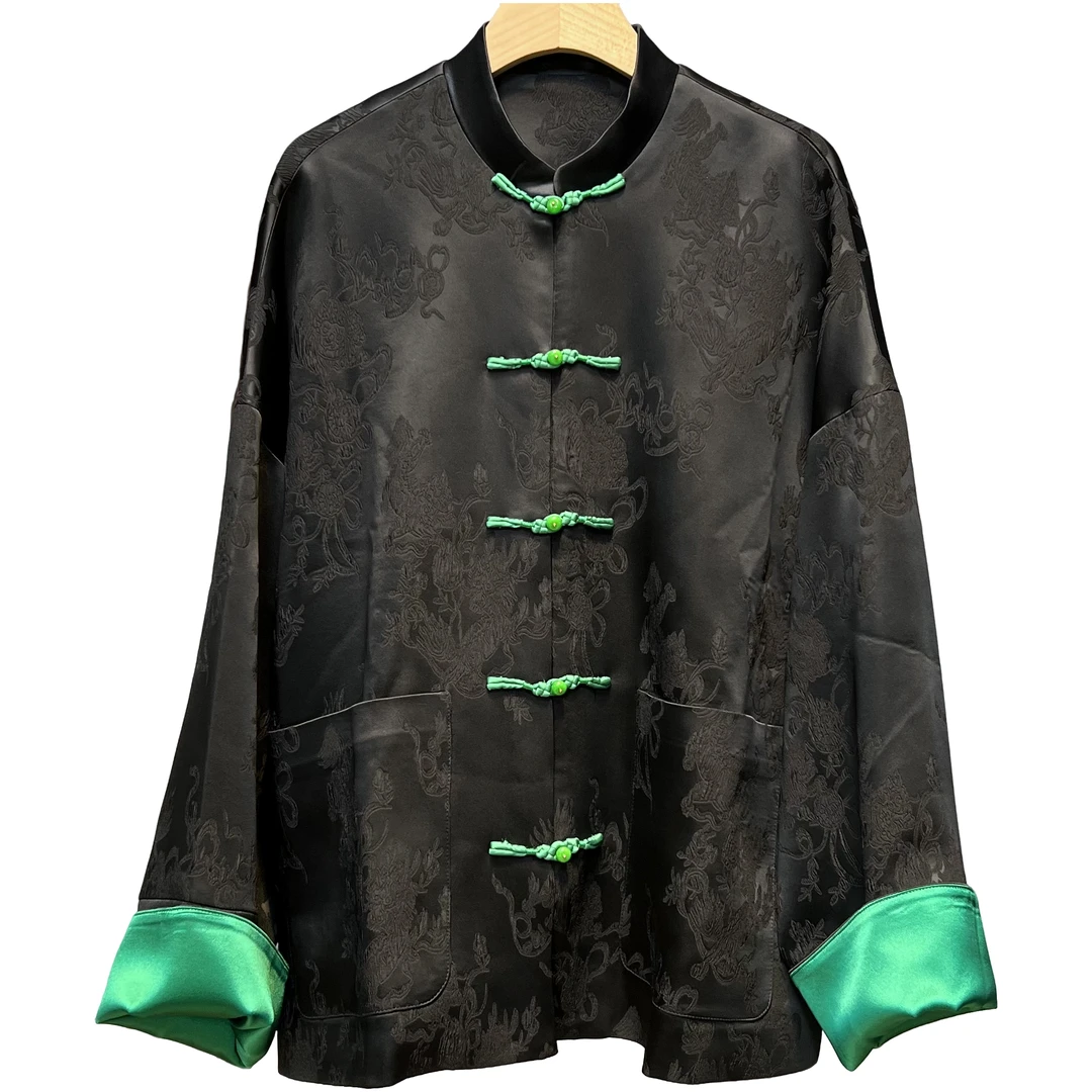 挽春 - 醋酸冠乐绉！新中式重工盘扣唐装外套