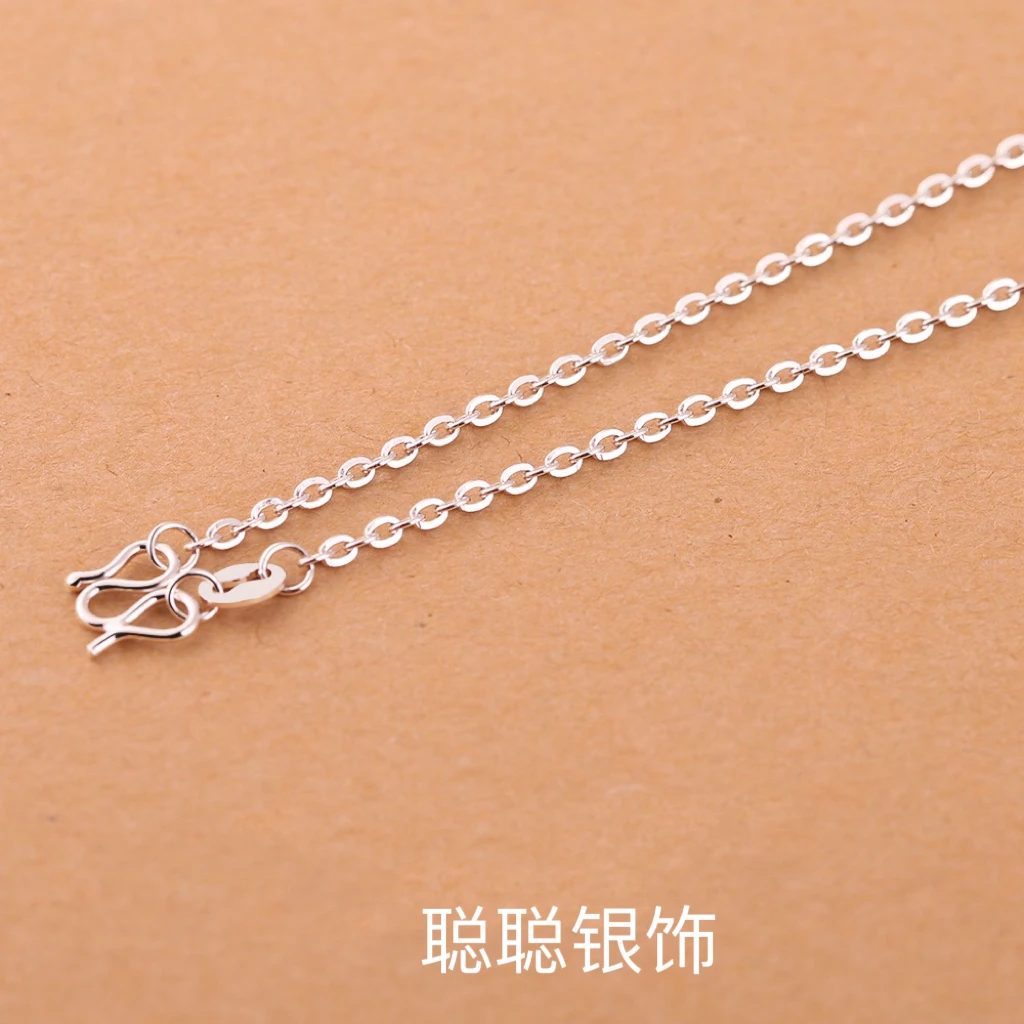 足银银制品 足银999简约气质圈圈闪0链锁骨链项链链子手工坠链