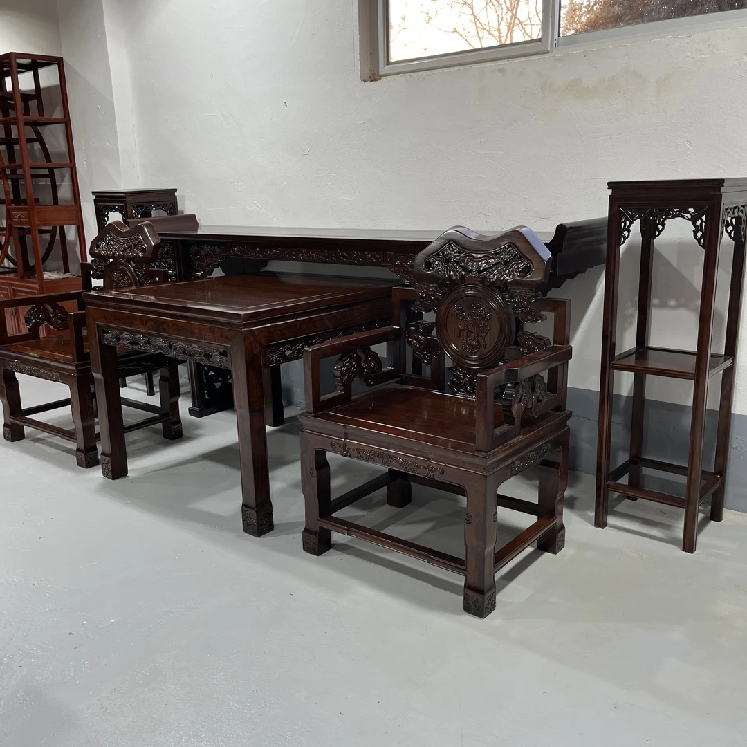 老榆木麒麟中堂六件套简约款