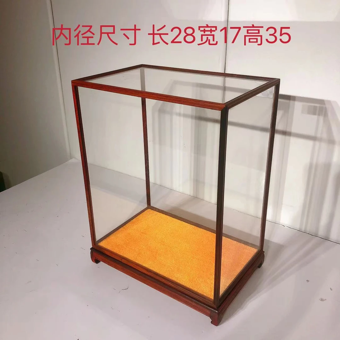 红酸枝微凹黄檀像观音花瓶玉石茶具防尘罩玻璃罩