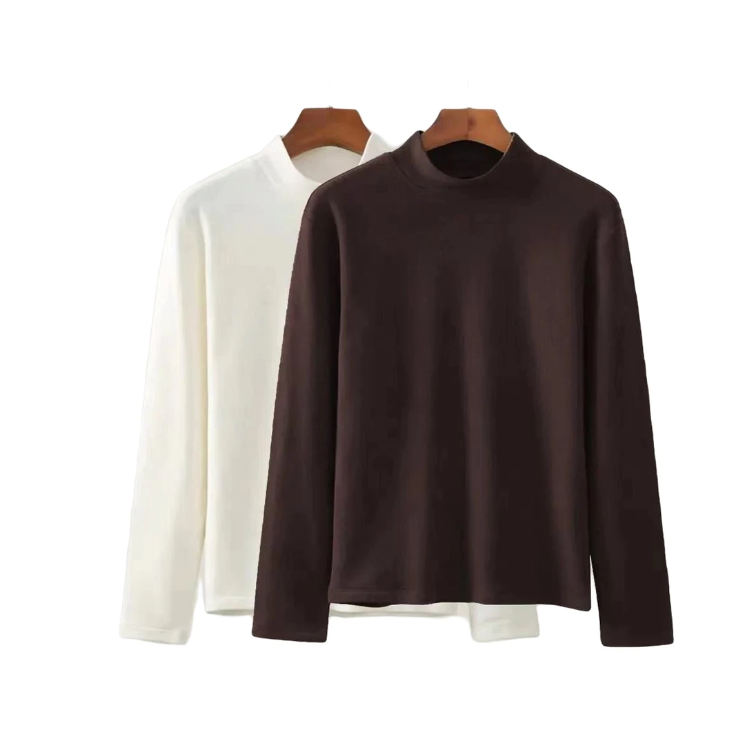 秋冬季上衣半高领双面绒男士款商务修身内搭保暖打底衫男长袖T恤