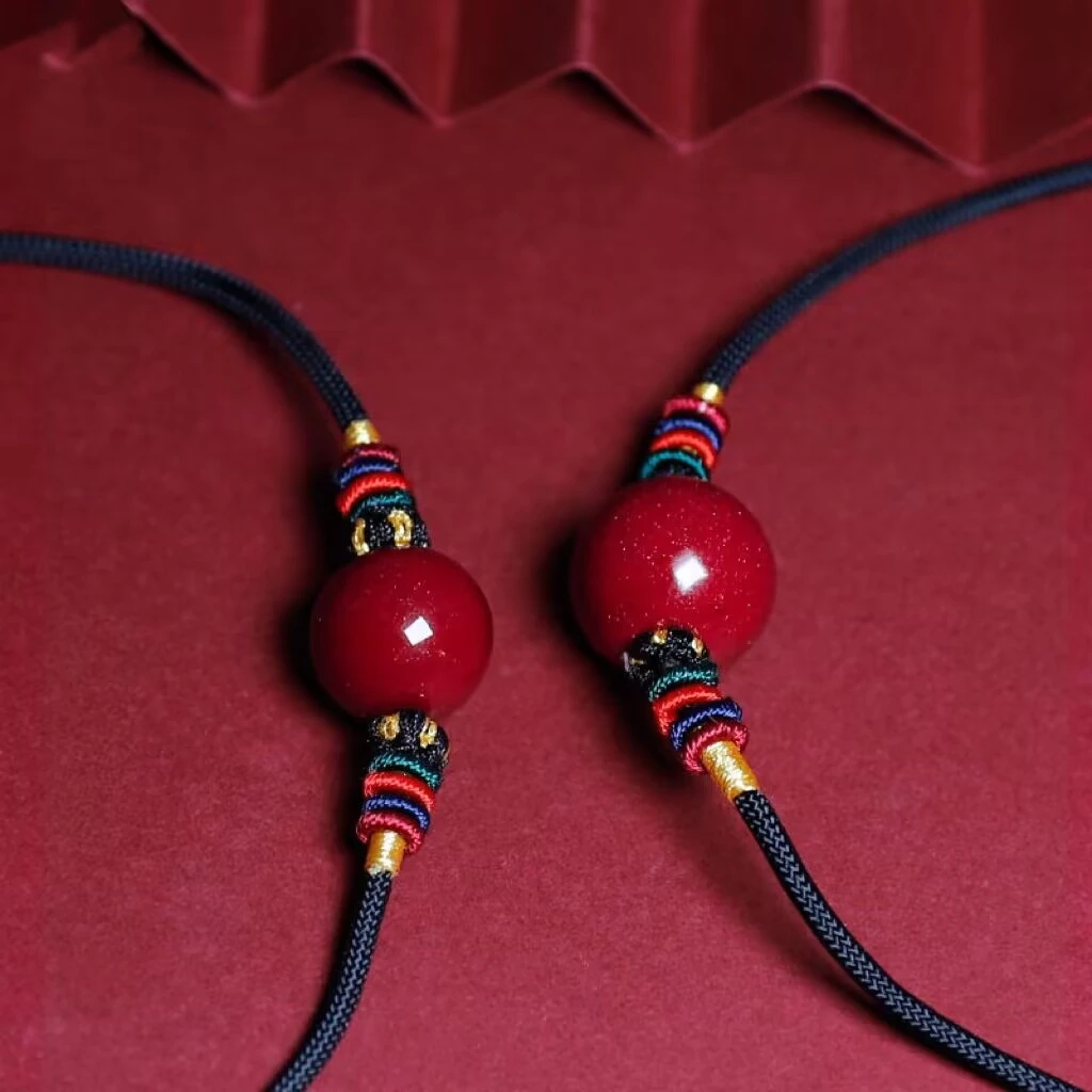 【正品朱砂】高含量紫金砂女士单珠吊坠链毛衣锁骨链编制绳锁骨链