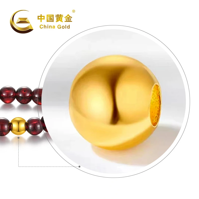 【顺丰包邮】【中国黄金China Gold】足金 黄金真金转运珠戒指 #20295