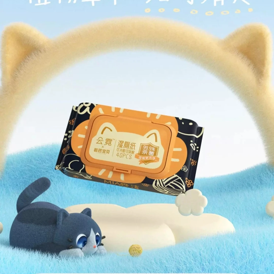 云霓MIAO洁湿厕纸擦屁股专用女性私处清洁湿巾40抽1包