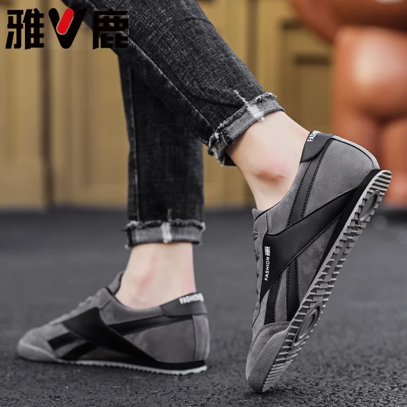 V/雅鹿官方正品男鞋2025新款男士阿甘鞋板鞋休闲运动一脚蹬豆豆鞋