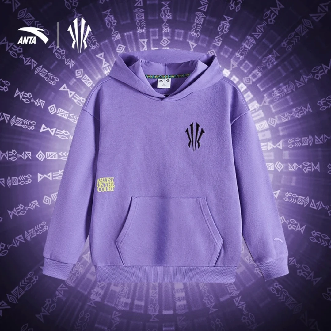 【安踏儿童】男女大童针织连帽套头衫舒适运动卫衣372441719S