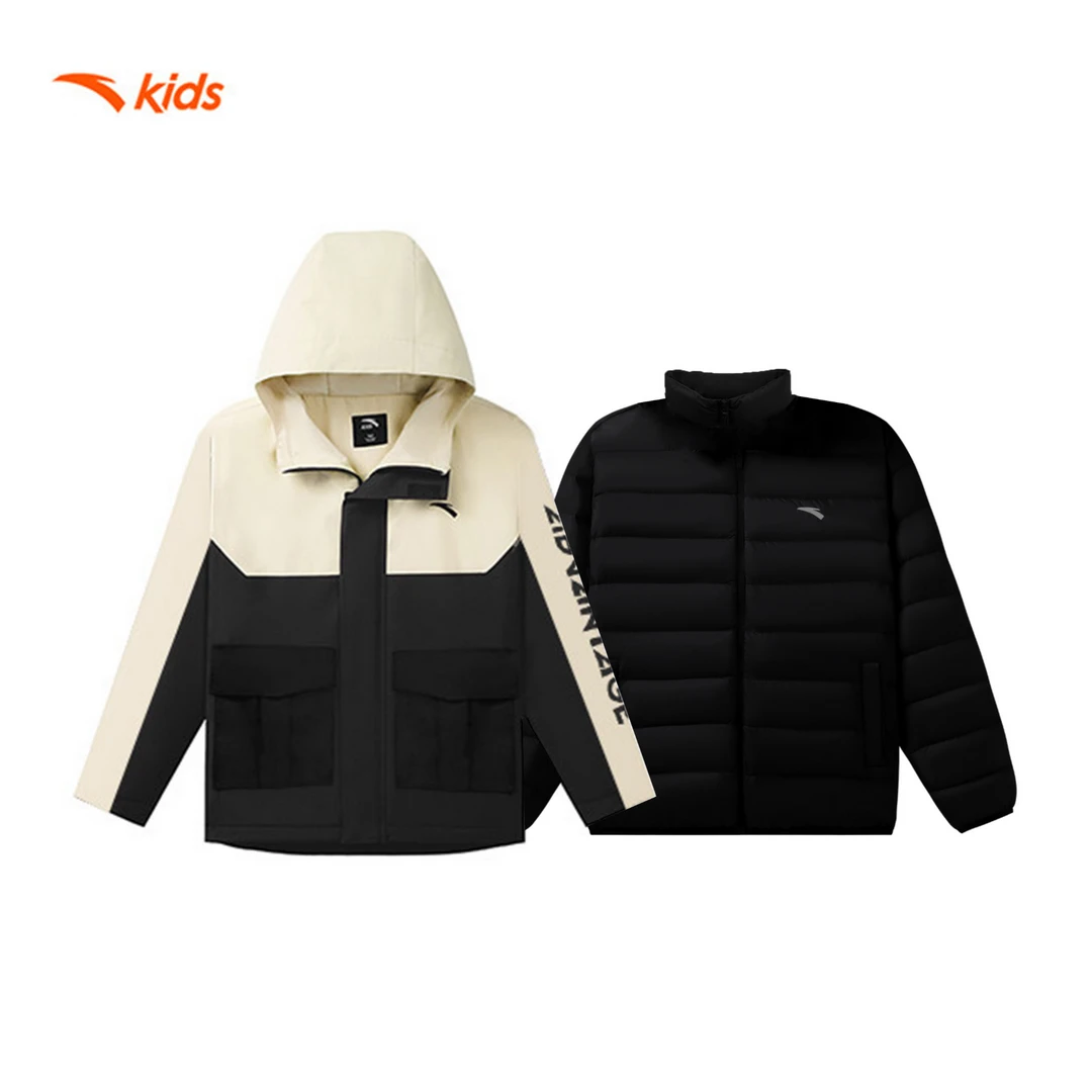 【安踏儿童】户外秋冬男童三防外套运动户外保暖两件套A52436901