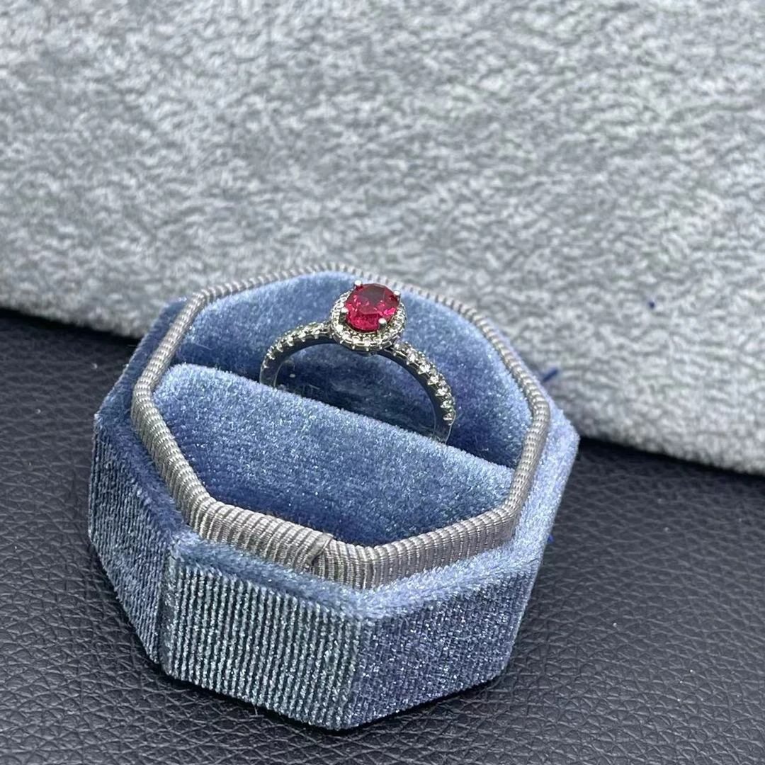 带包装戒指 戴妃蛋面红宝戒指一克拉1ct-H