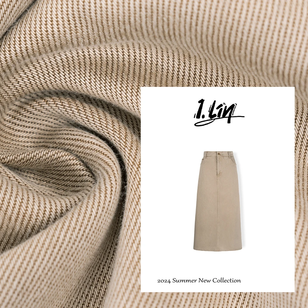 沙丘系列莱赛尔休闲半身裙夏季简约气质半裙高腰后开叉A字裙