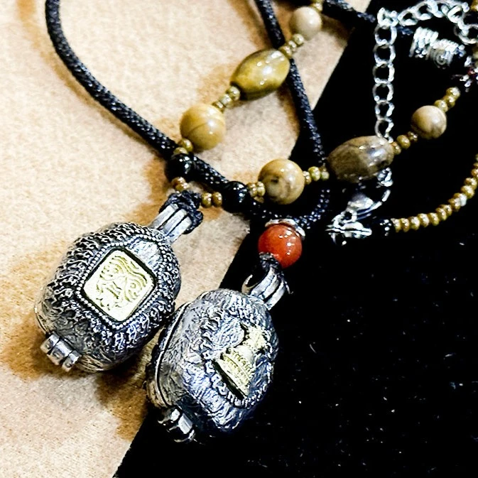 铜吊坠 甘露丸物品盒子吊坠时尚项链双面创意手工个性编绳百搭