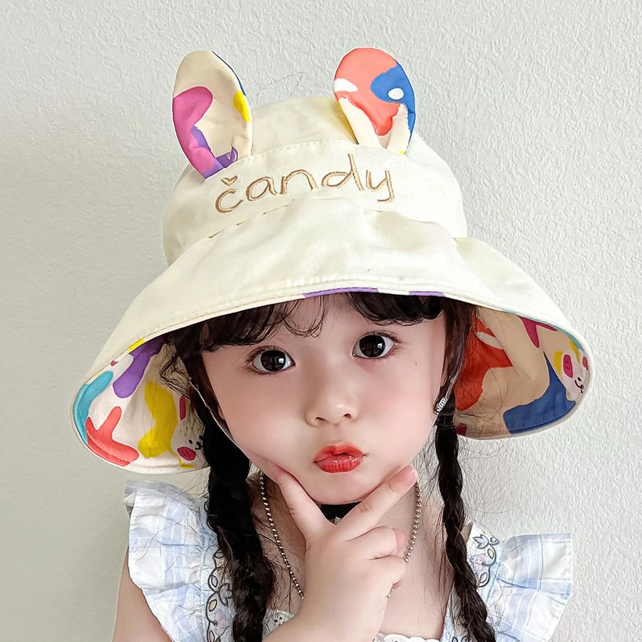 儿童防晒遮阳帽夏季女童户外沙滩帽男宝宝空顶太阳帽子女孩大帽檐