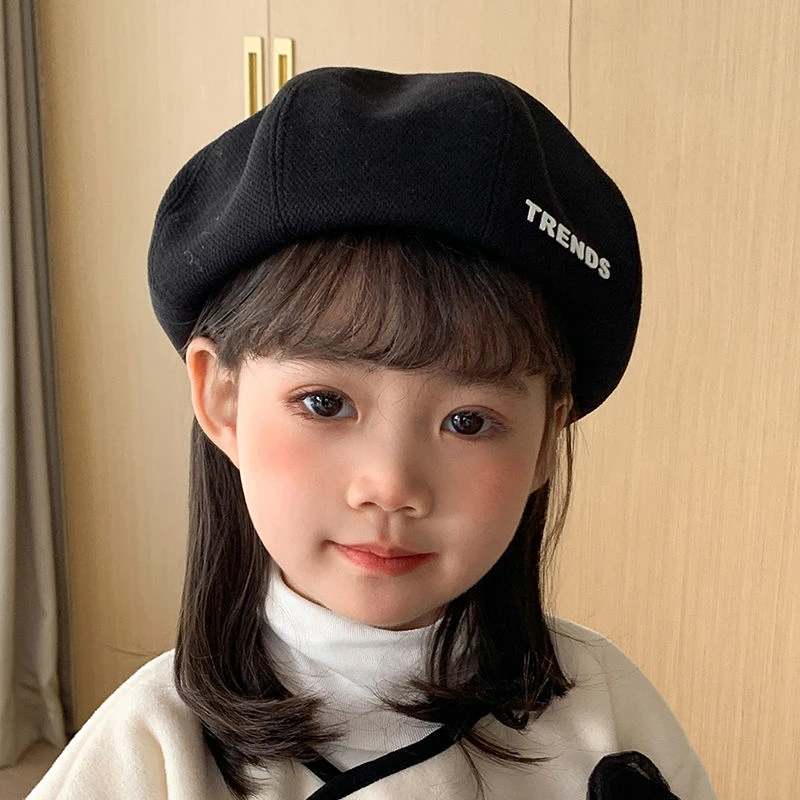 儿童贝雷帽秋冬季毛呢帽女童加厚画家帽女孩韩版百搭宝宝南瓜帽子