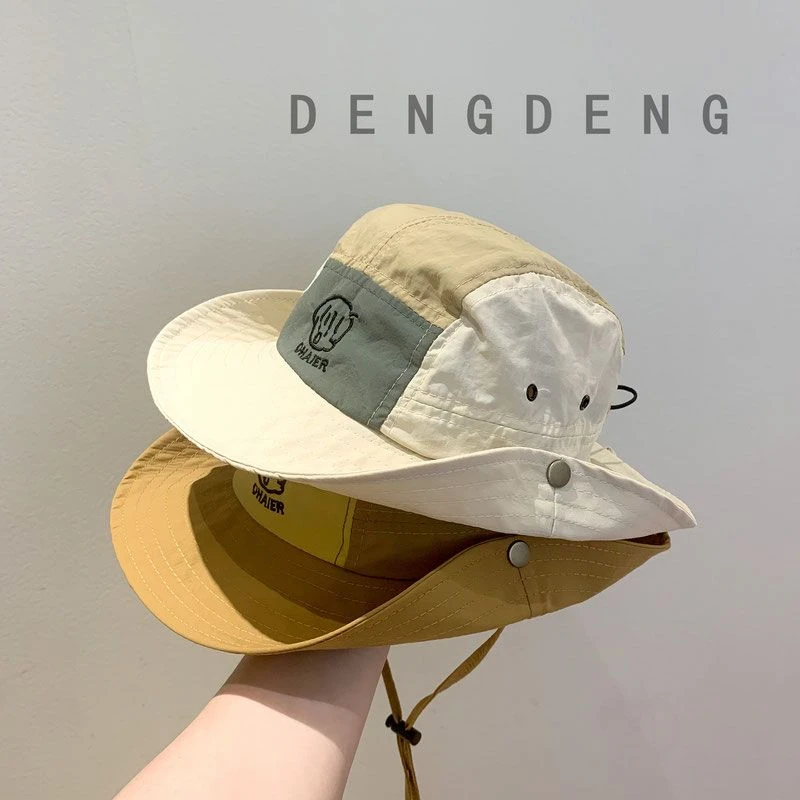 男女宝宝渔夫帽春秋速干帽儿童夏天薄款遮阳帽孩子大檐防晒登山帽