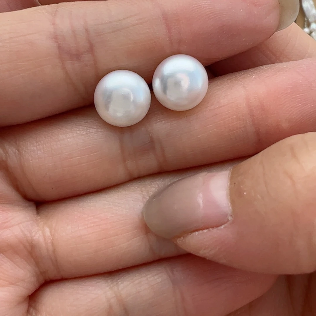 淡水珍珠耳饰银S925镶嵌