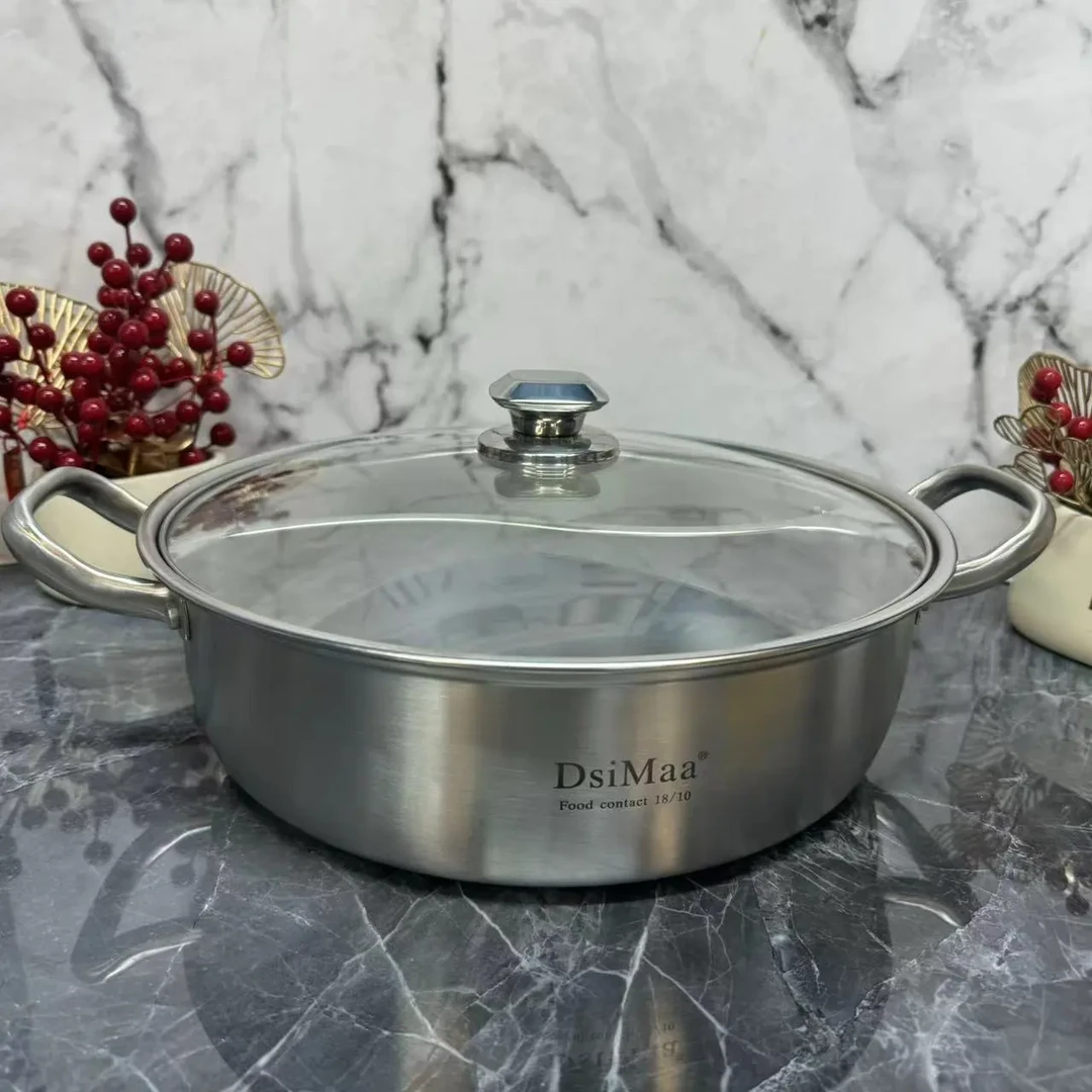 DsiMaa鸳鸯锅不锈钢火锅专用盆加厚食品级30cm