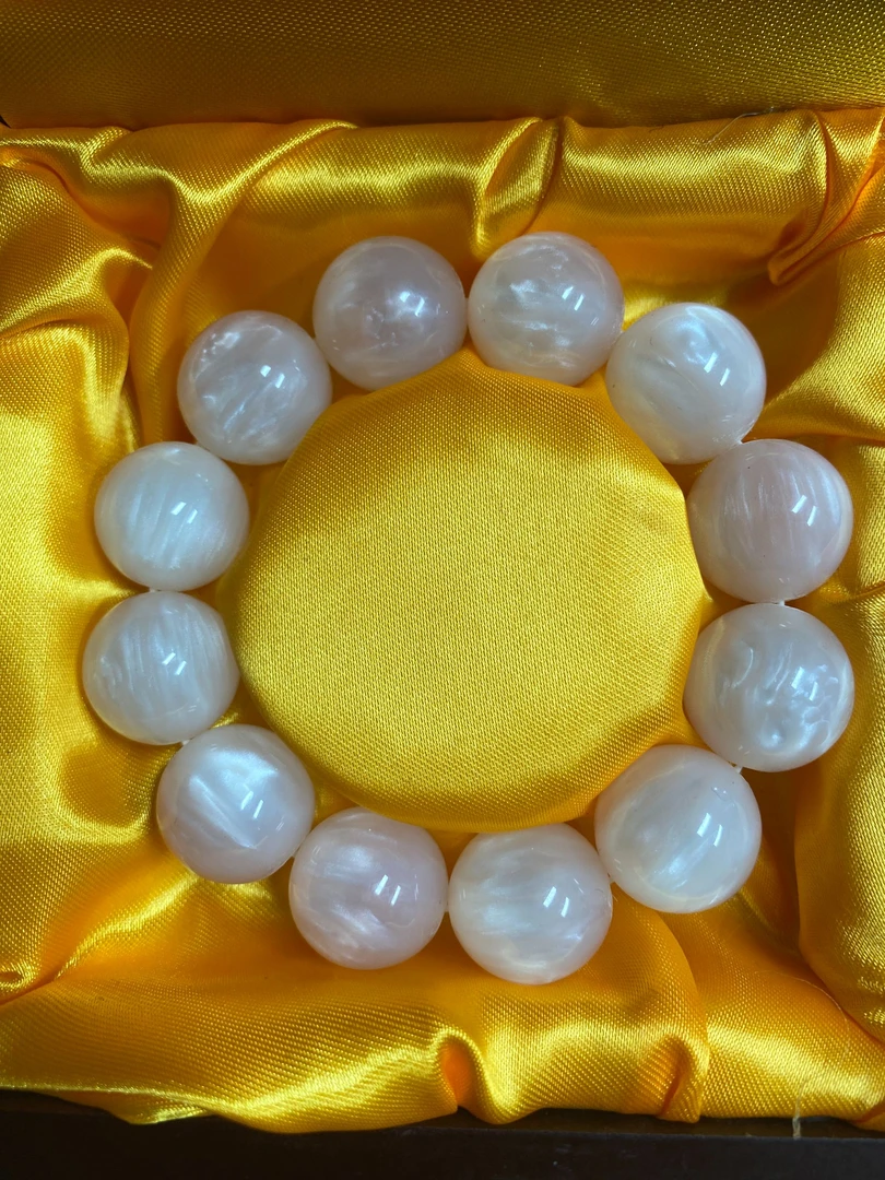 非金属仿珍珠手链 海云母变色玉手串手串手链白色时尚