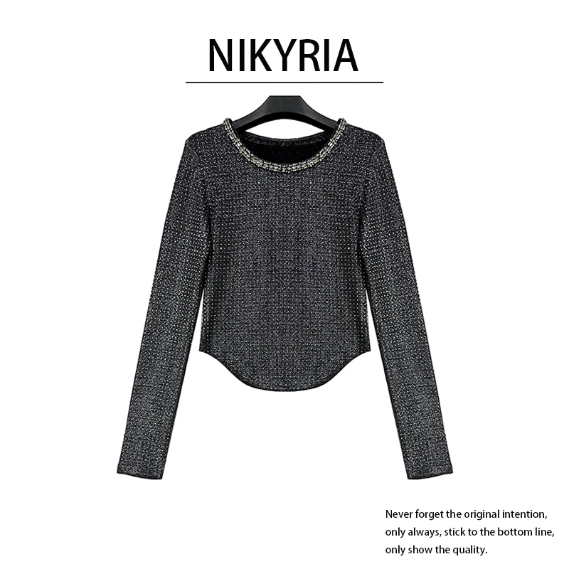 【点点繁星】满天星t恤上衣女重工高端烫钻小衫修身显瘦打底衫