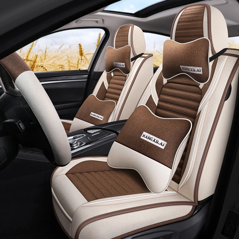 汽车座椅套四季通用亚麻透气布艺座套全包坐垫棉麻秋冬座垫座位套