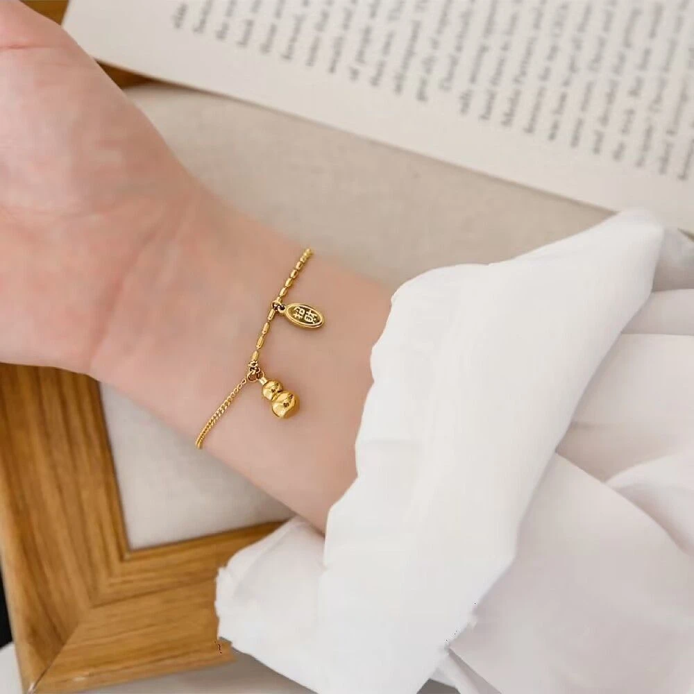 钛钢手链 国风招财葫芦女时尚复古高级感ins不掉色轻奢百搭民族风