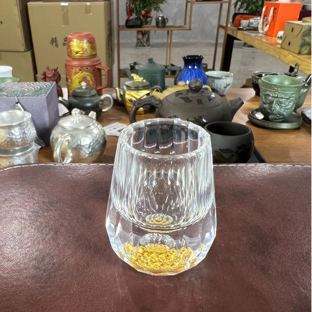 【闪购产品】B11 24K金箔创意主人杯水晶玻璃家用烈酒杯