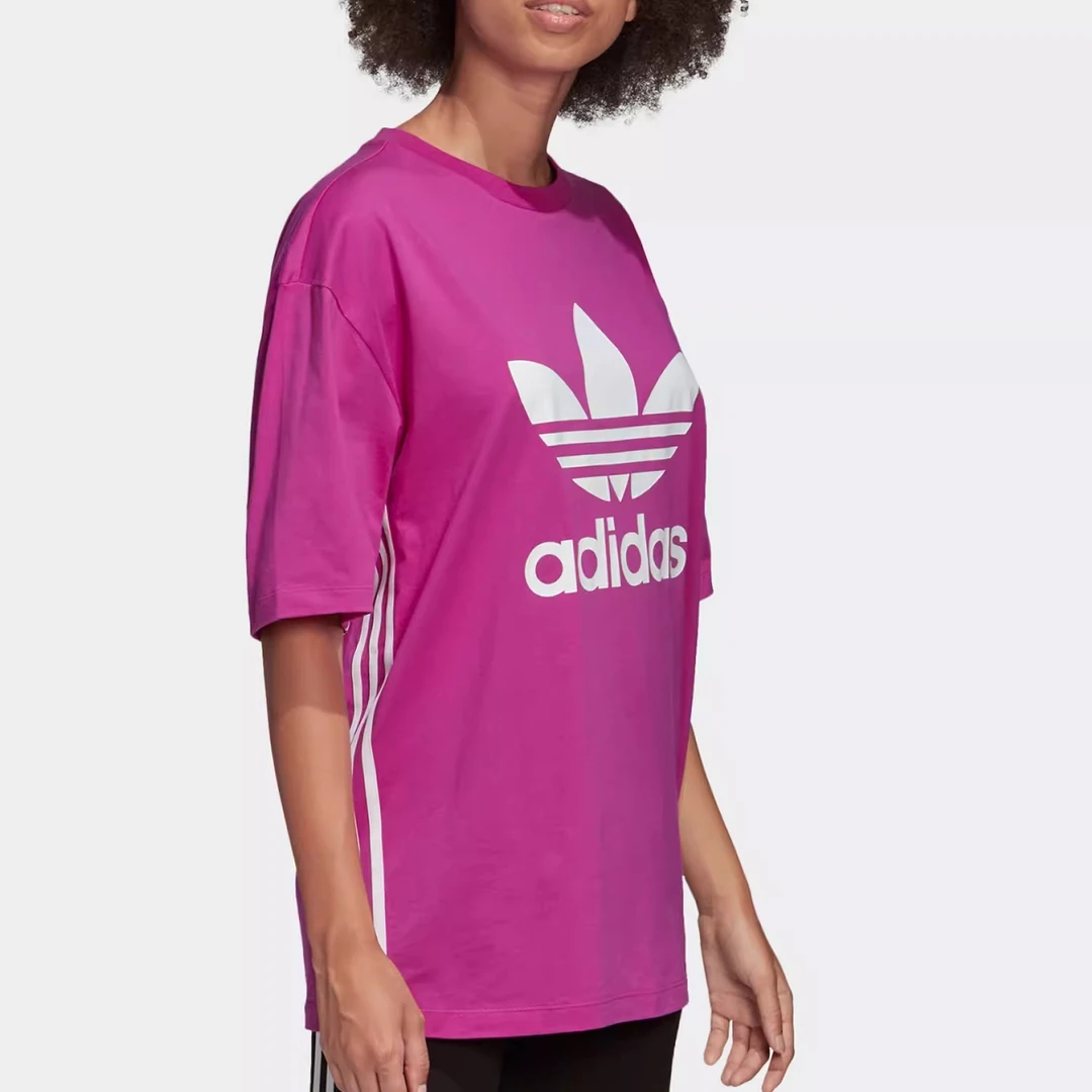 adidas/阿迪达斯 originals三叶草胸前大Logo运动短袖T恤女FM2399
